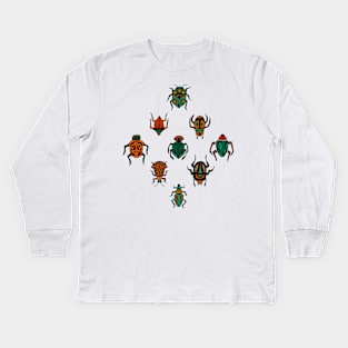 Beetle Pattern | Tropical Insects Pattern Kids Long Sleeve T-Shirt